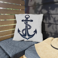 Thumbnail for Pillow with anchor design on a bench outdoors