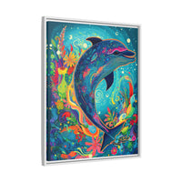Thumbnail for Ocean Bloom Dolphin Canvas Wall Art with Frame