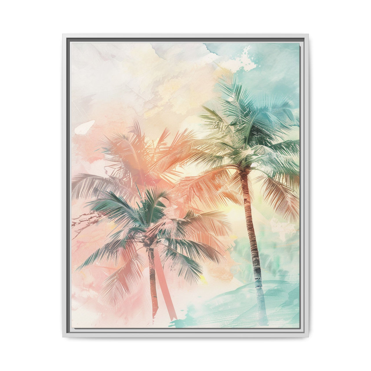 Palm Glow Canvas Wall Art with Frame