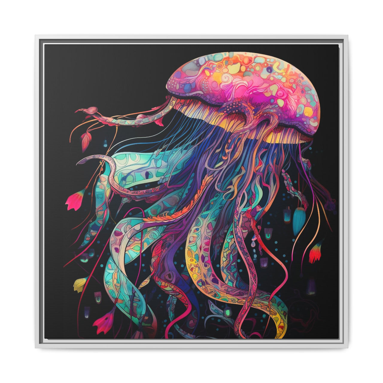 Celestial Drifter Jellyfish Canvas Wall Art with Frame