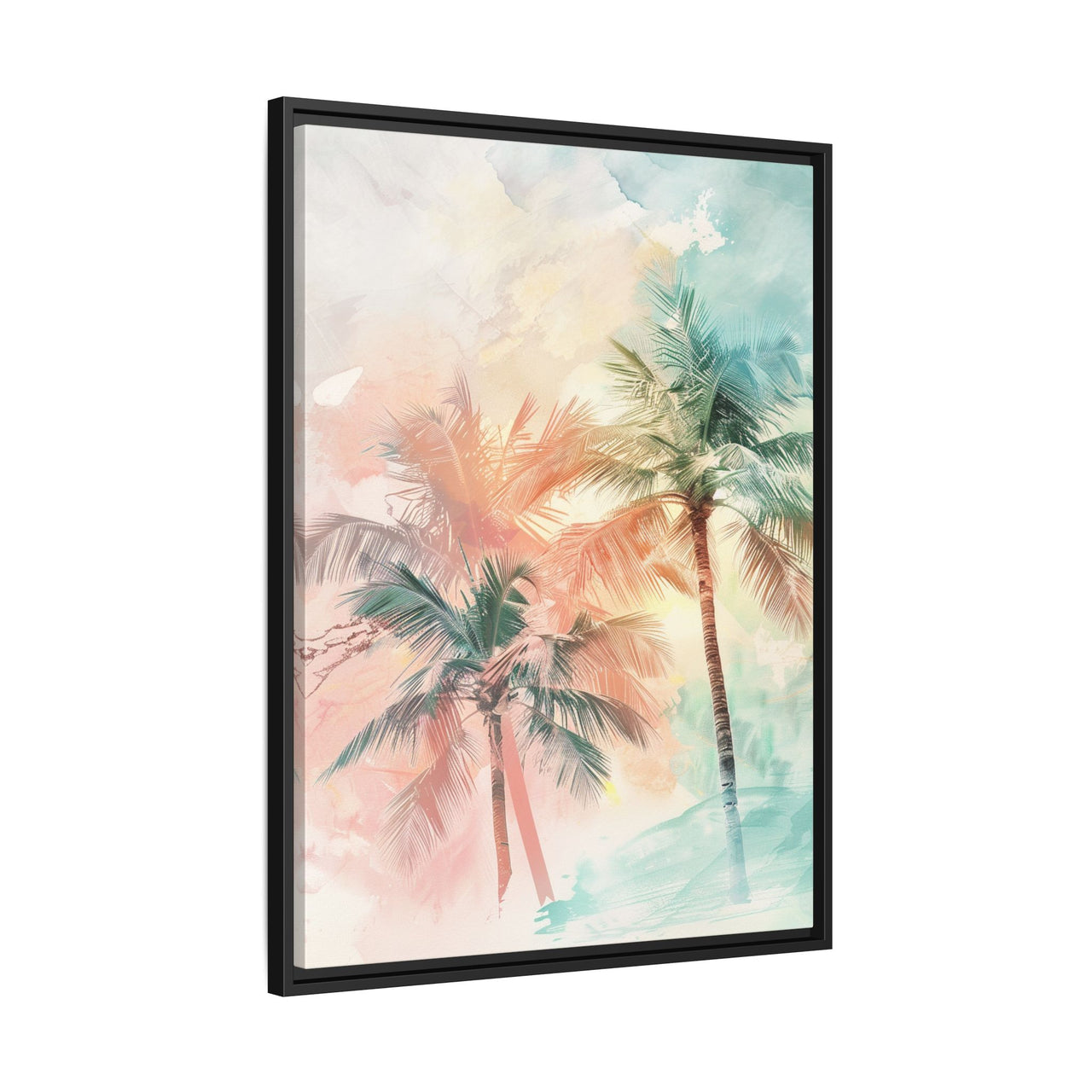 Palm Glow Canvas Wall Art with Frame