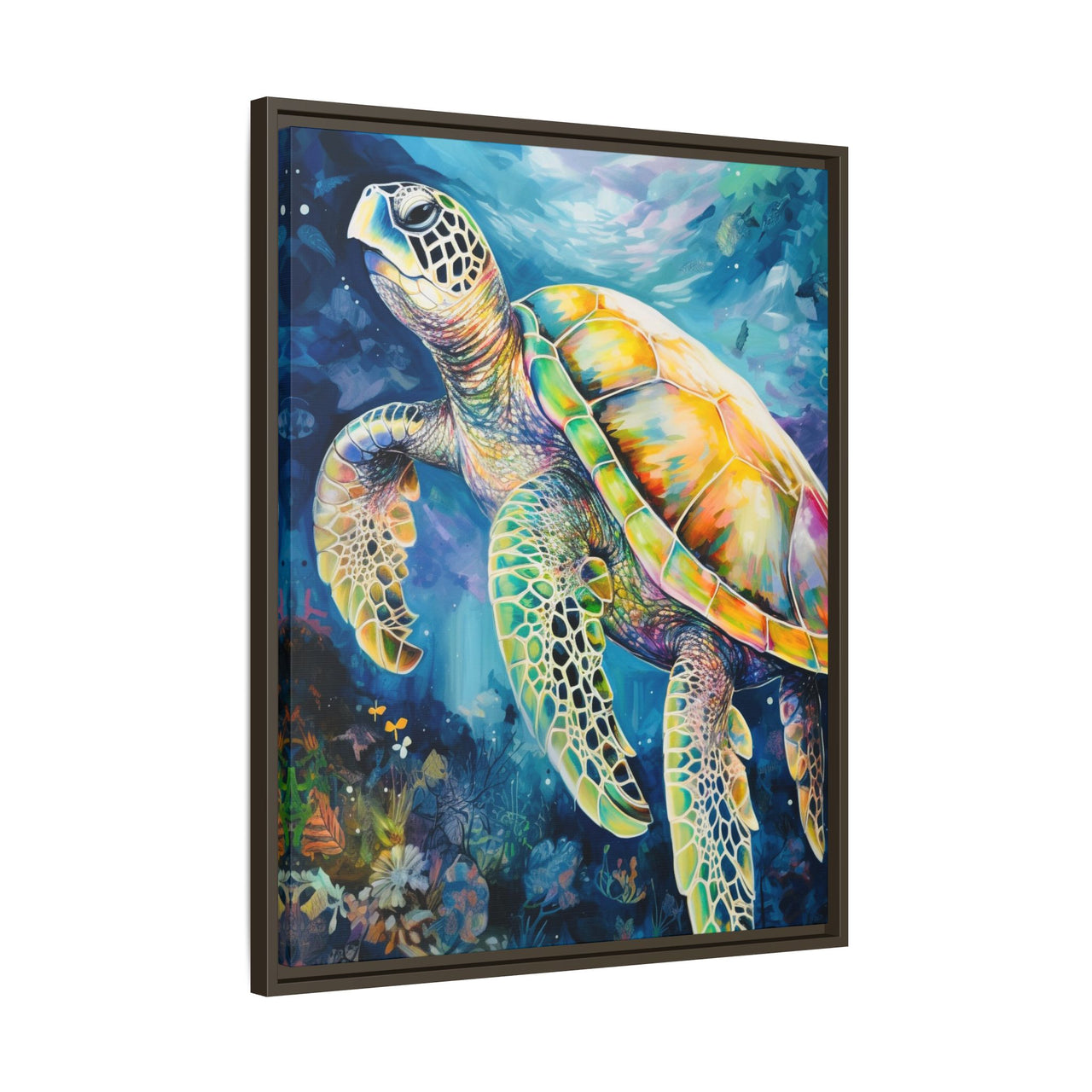 Gliding Turtle Canvas Wall Art with Frame