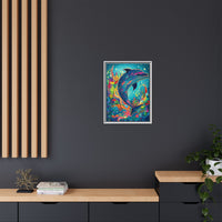 Thumbnail for Ocean Bloom Dolphin Canvas Wall Art with Frame
