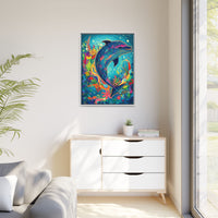 Thumbnail for Ocean Bloom Dolphin Canvas Wall Art with Frame