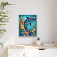 Thumbnail for Ocean Bloom Dolphin Canvas Wall Art with Frame