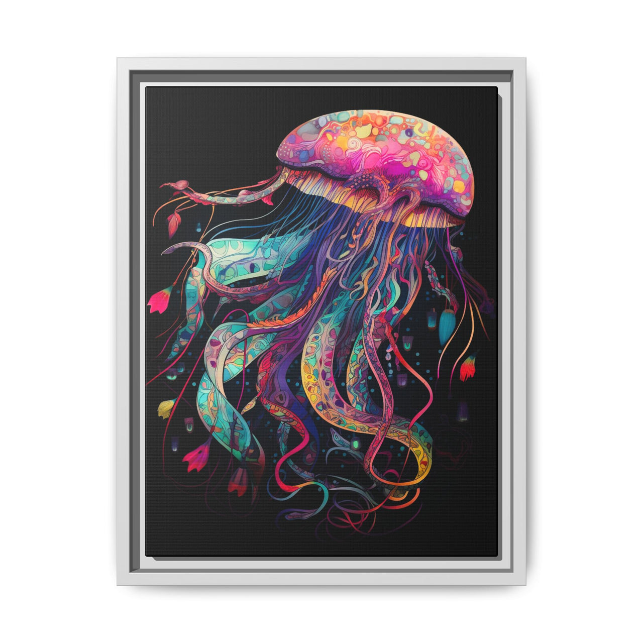 Celestial Drifter Jellyfish Canvas Wall Art with Frame