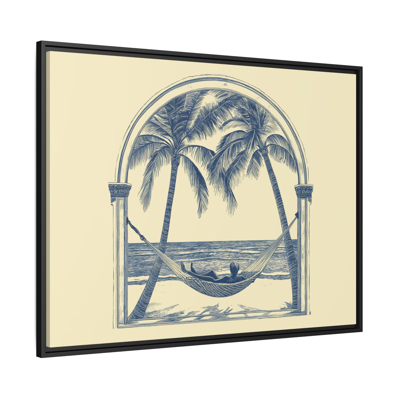 Palm Retreat Hammock Canvas Wall Art with Frame