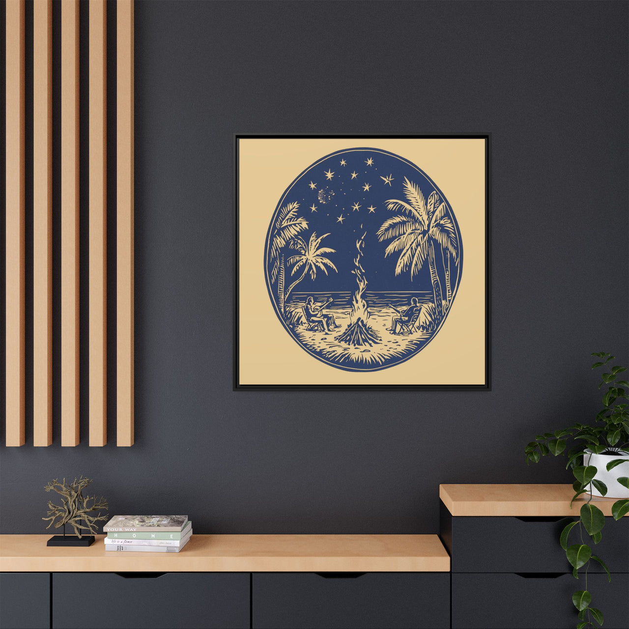 Beachfire Nights Canvas Wall Art with Frame