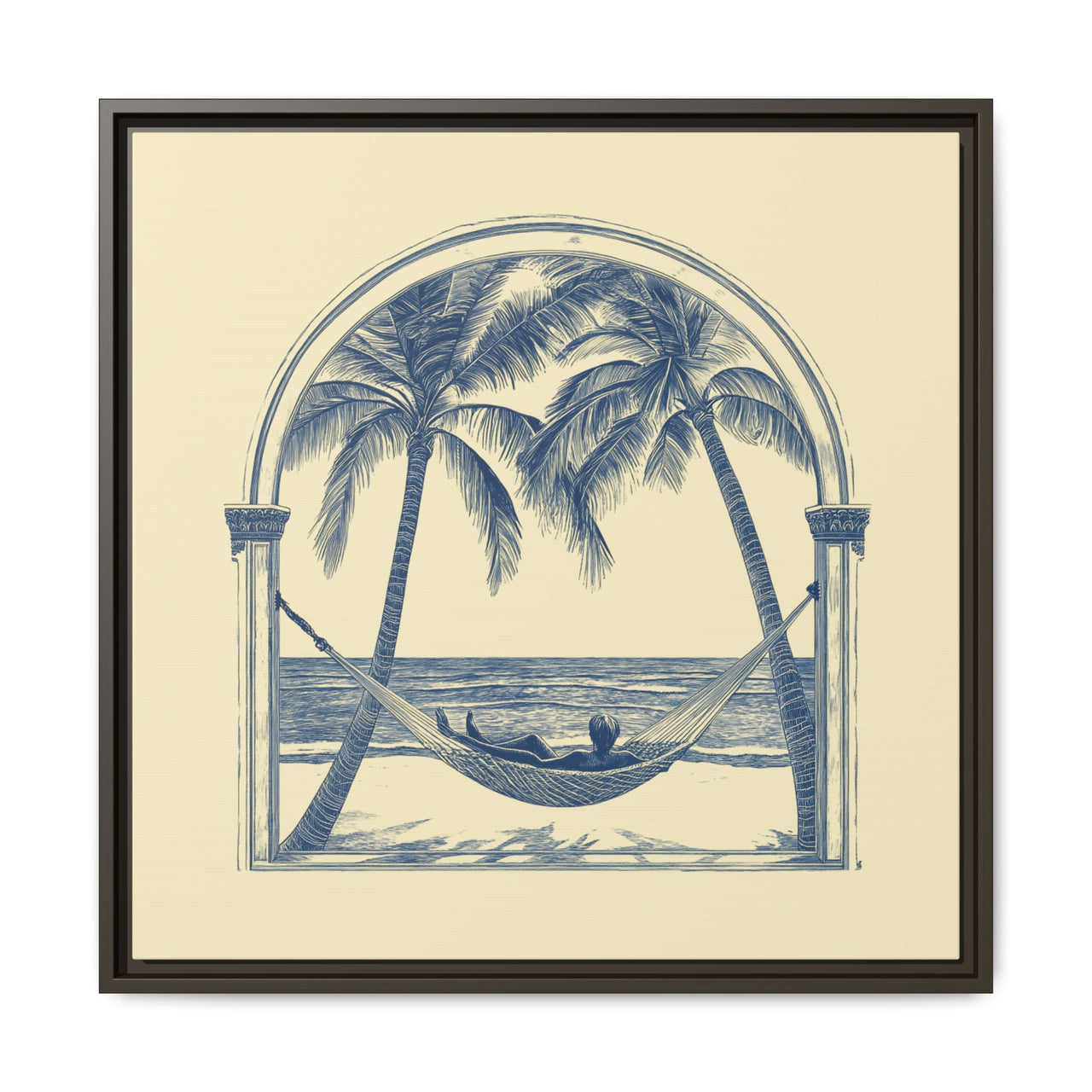 Palm Retreat Hammock Canvas Wall Art with Frame