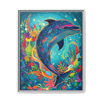 Thumbnail for Ocean Bloom Dolphin Canvas Wall Art with Frame