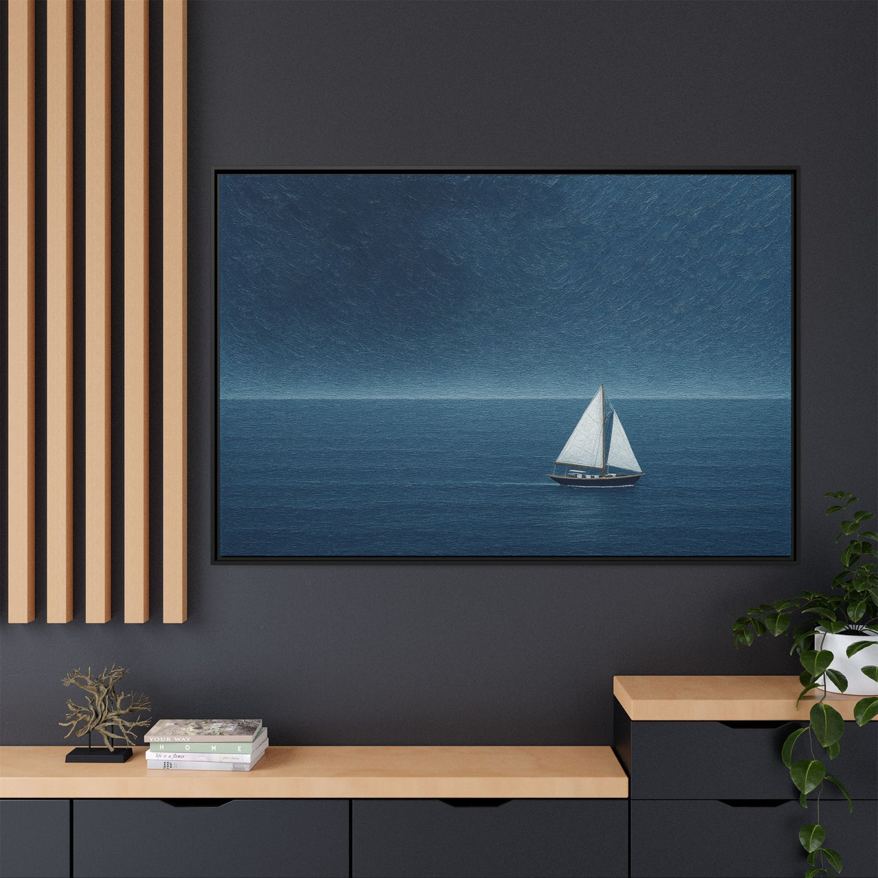 Sail Into Stillness Canvas Wall Art with Frame