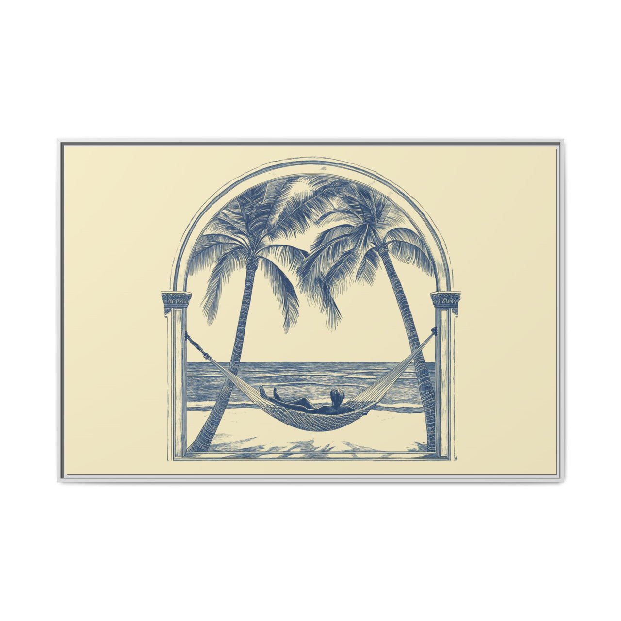 Palm Retreat Hammock Canvas Wall Art with Frame