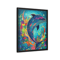Thumbnail for Ocean Bloom Dolphin Canvas Wall Art with Frame