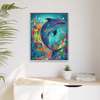 Thumbnail for Ocean Bloom Dolphin Canvas Wall Art with Frame