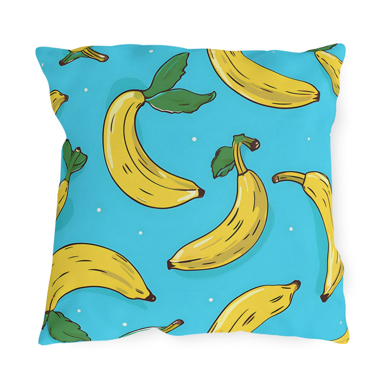 Pillow with banana pattern on a blue background