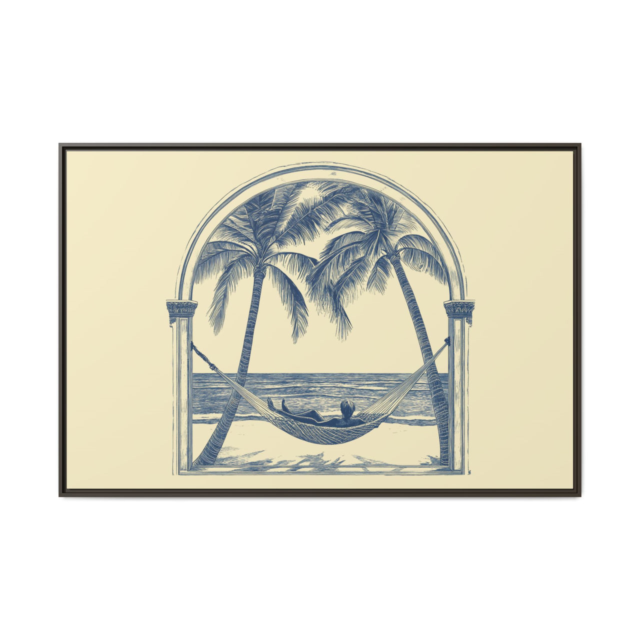 Palm Retreat Hammock Canvas Wall Art with Frame