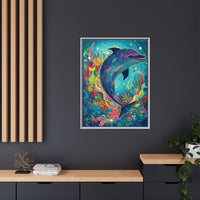 Thumbnail for Ocean Bloom Dolphin Canvas Wall Art with Frame