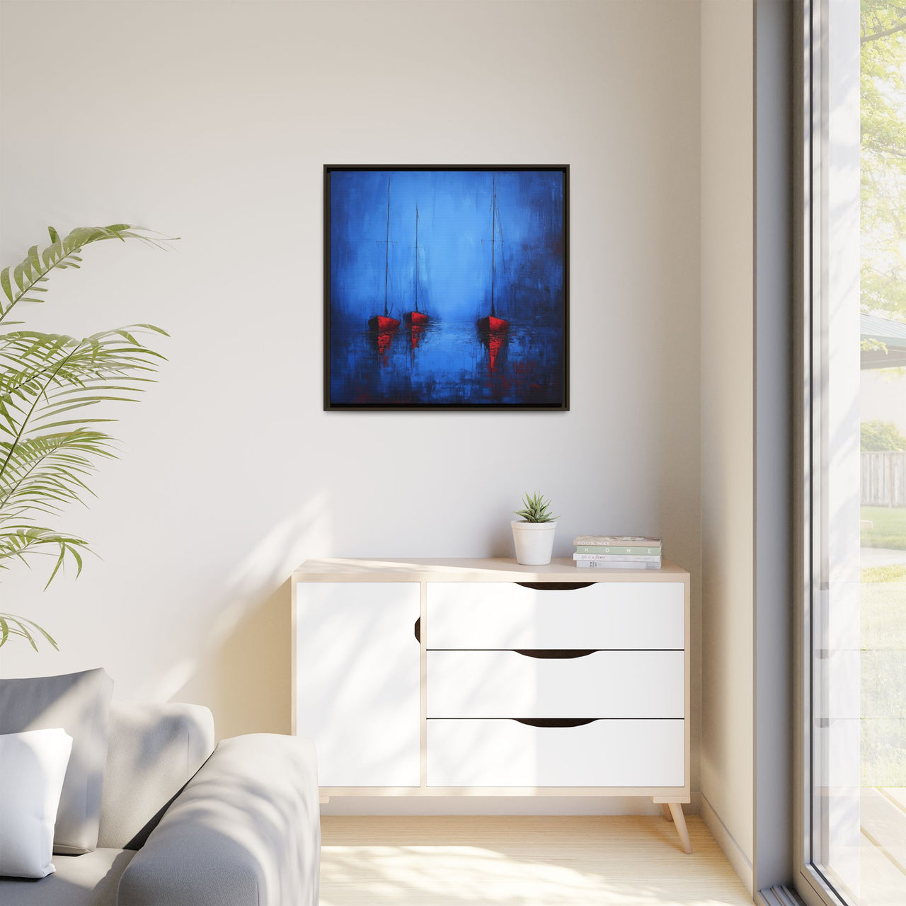 Nocturne at Sea Matte Canvas Wall Art with Frame