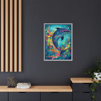 Thumbnail for Ocean Bloom Dolphin Canvas Wall Art with Frame