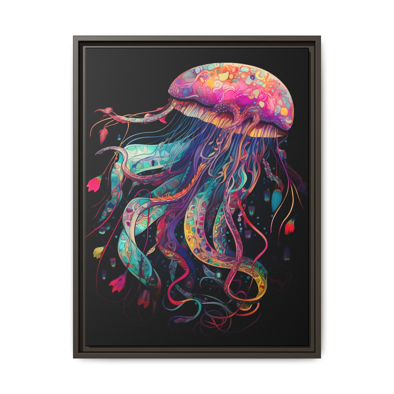 Celestial Drifter Jellyfish Canvas Wall Art with Frame