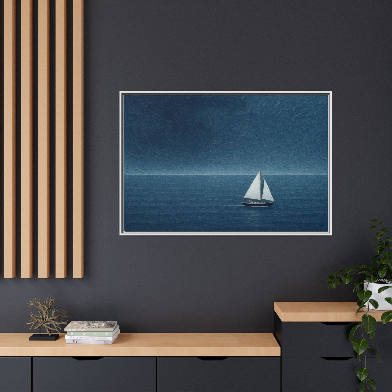 Sail Into Stillness Canvas Wall Art with Frame