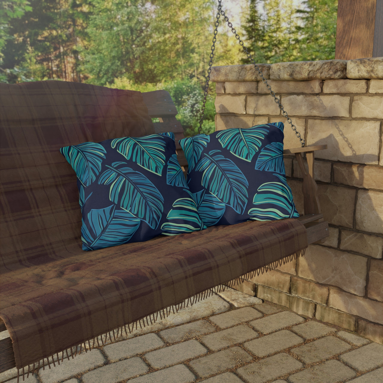 Midnight Palms Outdoor Throw Pillow