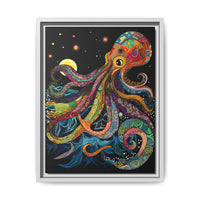 Thumbnail for Midnight Depths Octopus Canvas Wall Art with Frame