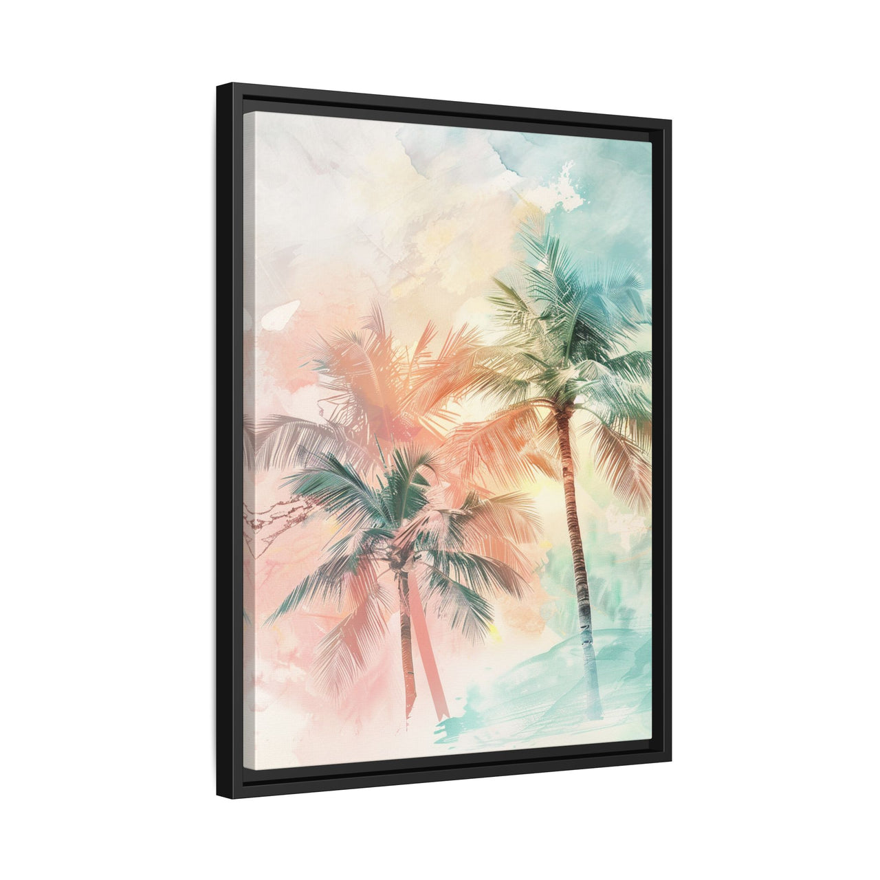 Palm Glow Canvas Wall Art with Frame
