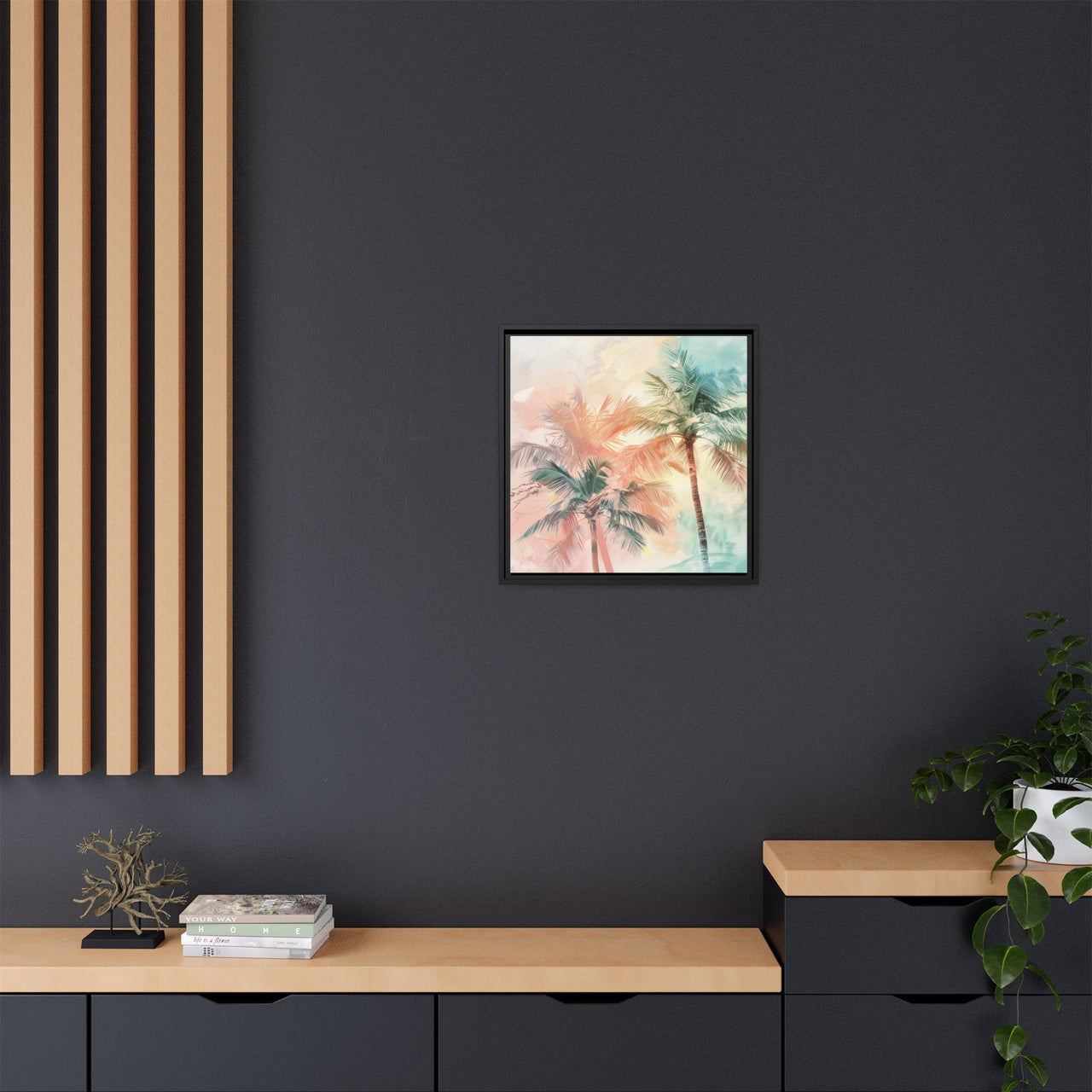 Palm Glow Canvas Wall Art with Frame