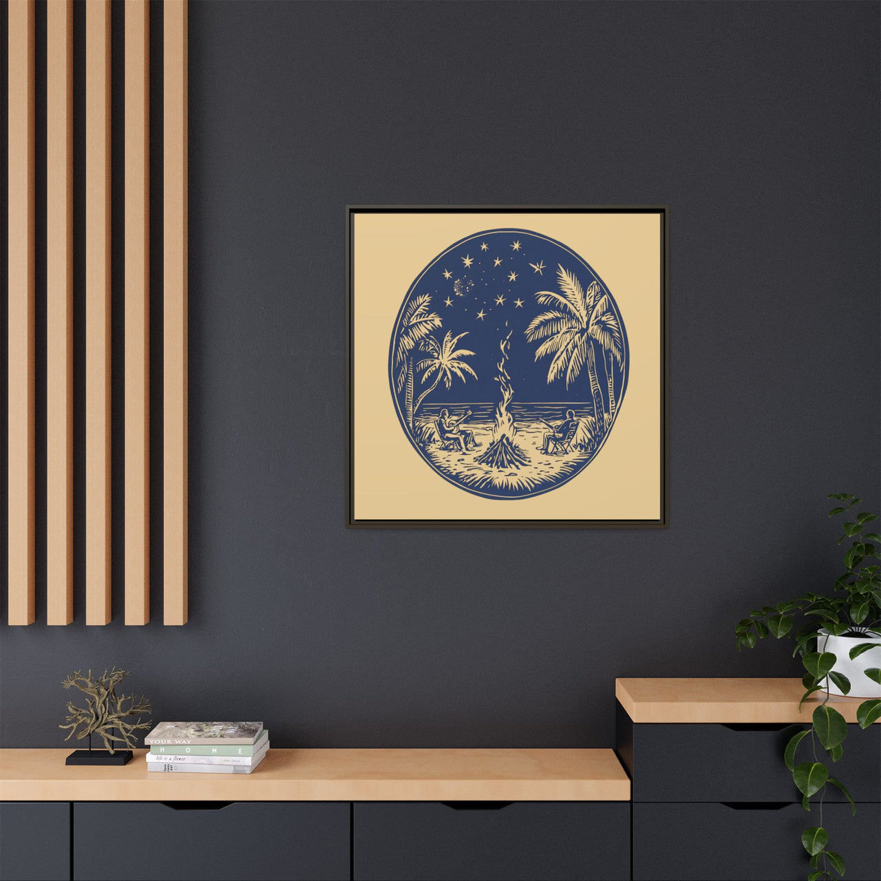 Beachfire Nights Canvas Wall Art with Frame