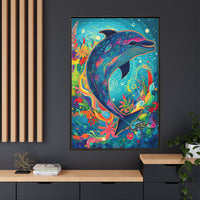 Thumbnail for Ocean Bloom Dolphin Canvas Wall Art with Frame
