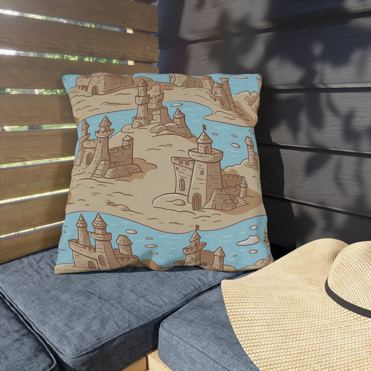 Sand Castles Outdoor Throw Pillow