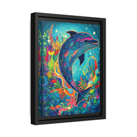 Thumbnail for Ocean Bloom Dolphin Canvas Wall Art with Frame