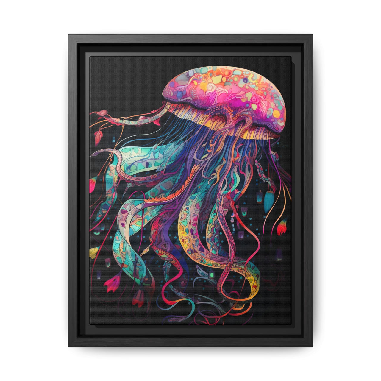 Celestial Drifter Jellyfish Canvas Wall Art with Frame