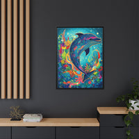 Thumbnail for Ocean Bloom Dolphin Canvas Wall Art with Frame