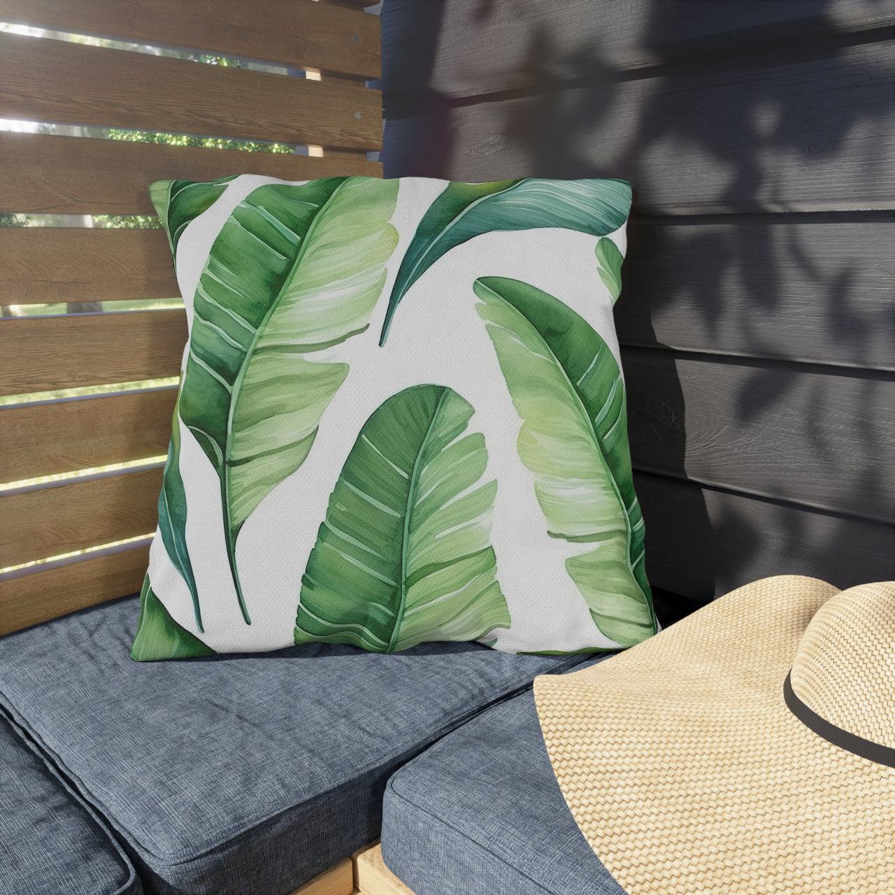 Tropical Banana Leaf Outdoor Throw Pillow