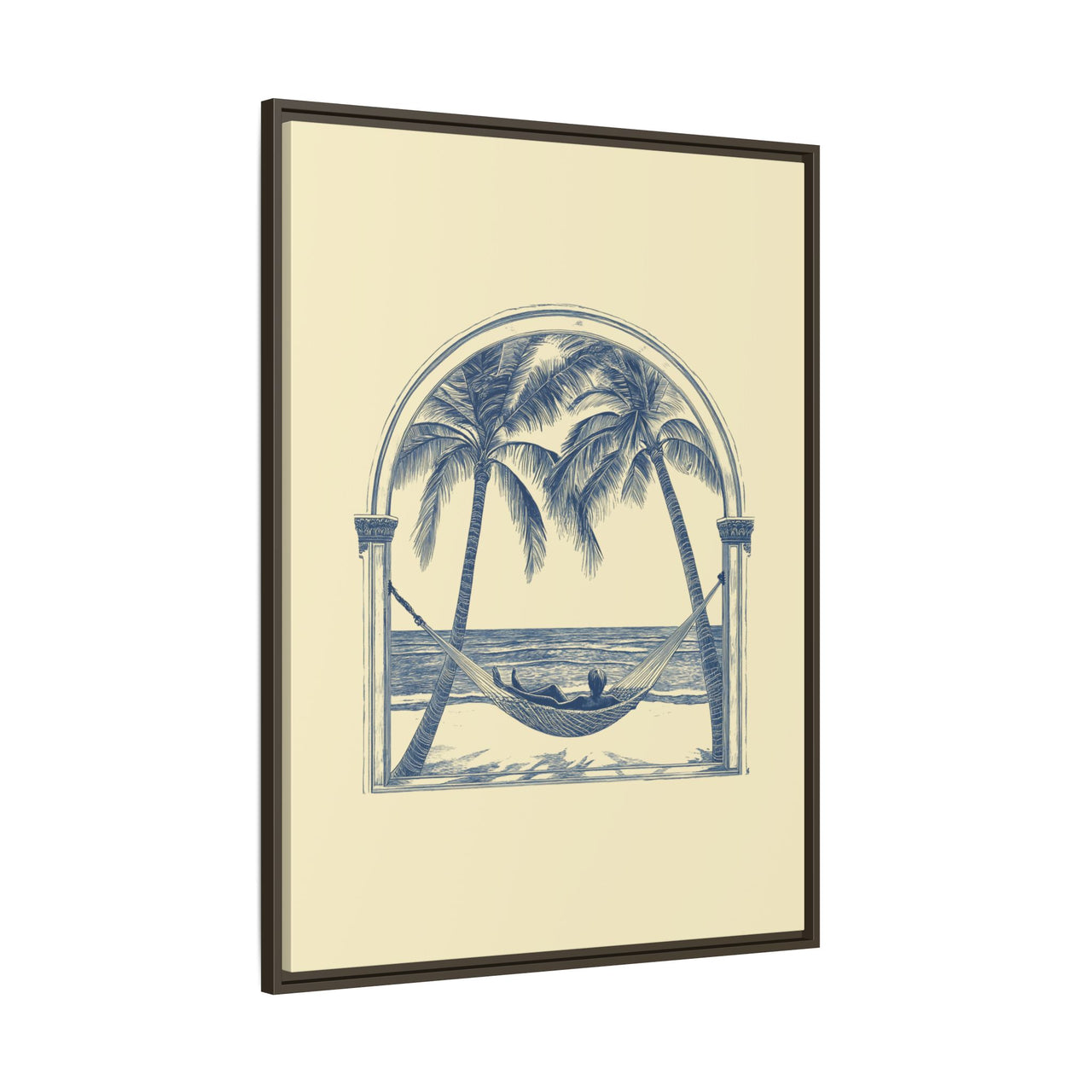 Palm Retreat Hammock Canvas Wall Art with Frame