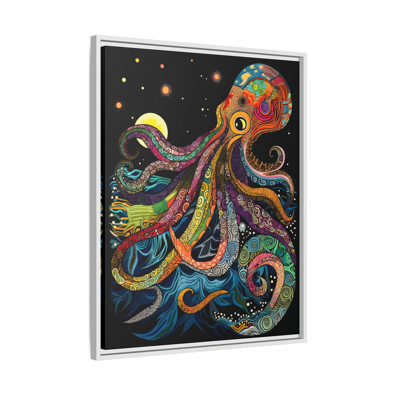 Midnight Depths Octopus Canvas Wall Art with Frame