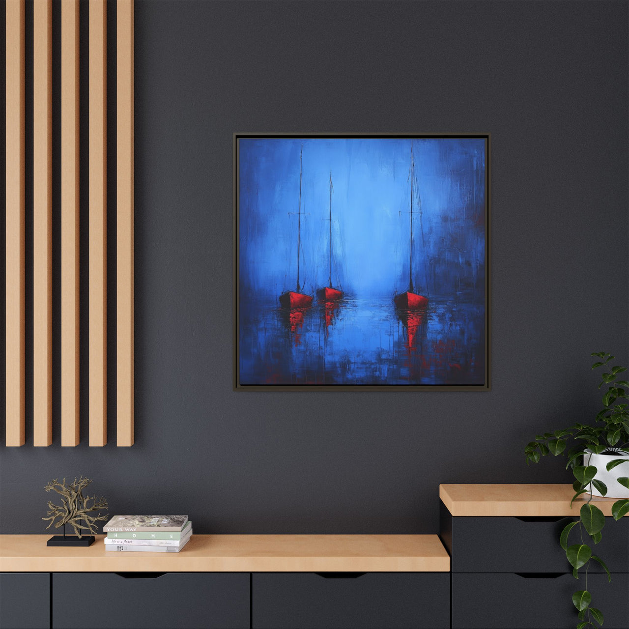 Nocturne at Sea Matte Canvas Wall Art with Frame