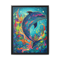 Thumbnail for Ocean Bloom Dolphin Canvas Wall Art with Frame