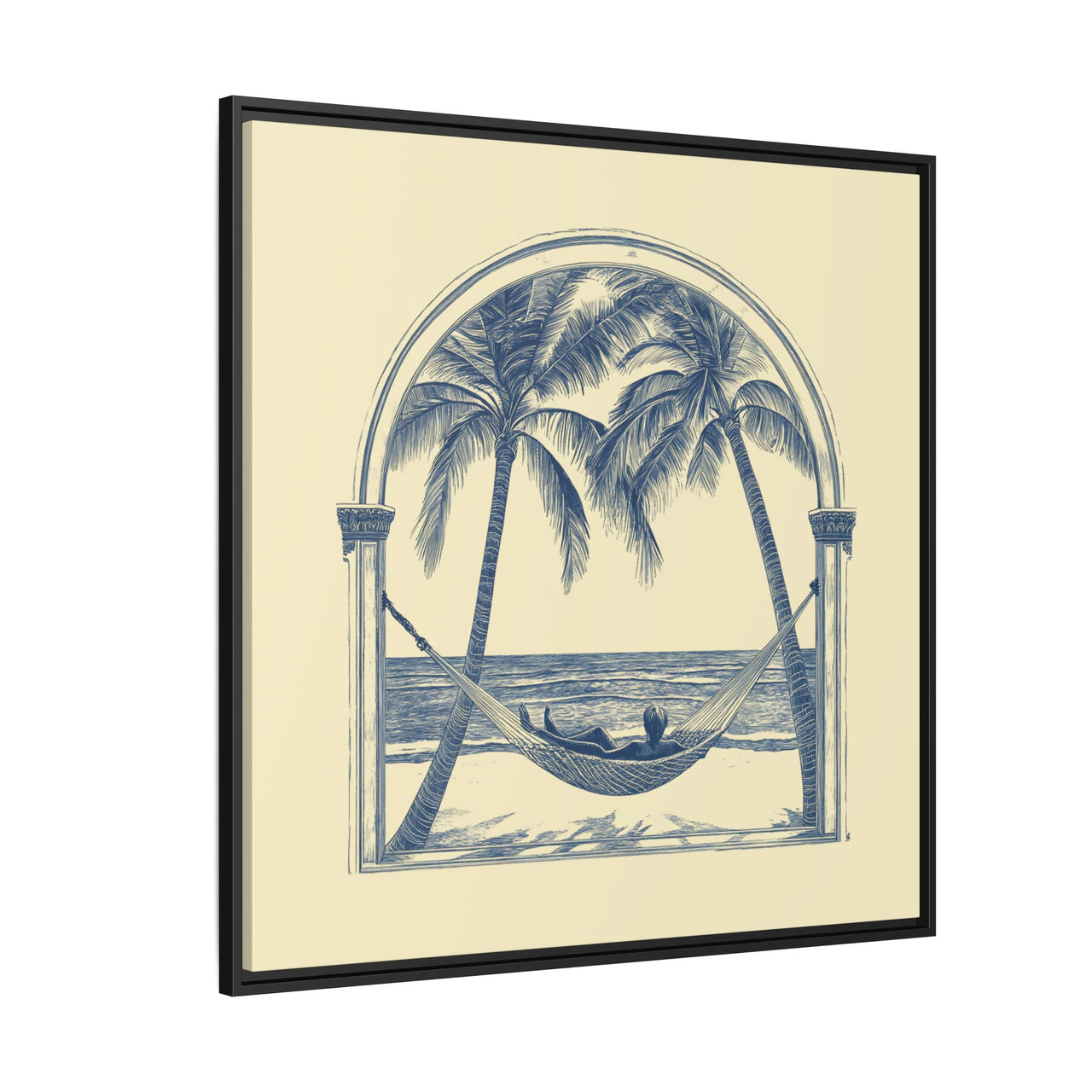 Palm Retreat Hammock Canvas Wall Art with Frame