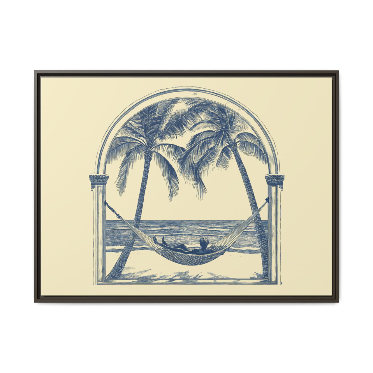 Palm Retreat Hammock Canvas Wall Art with Frame