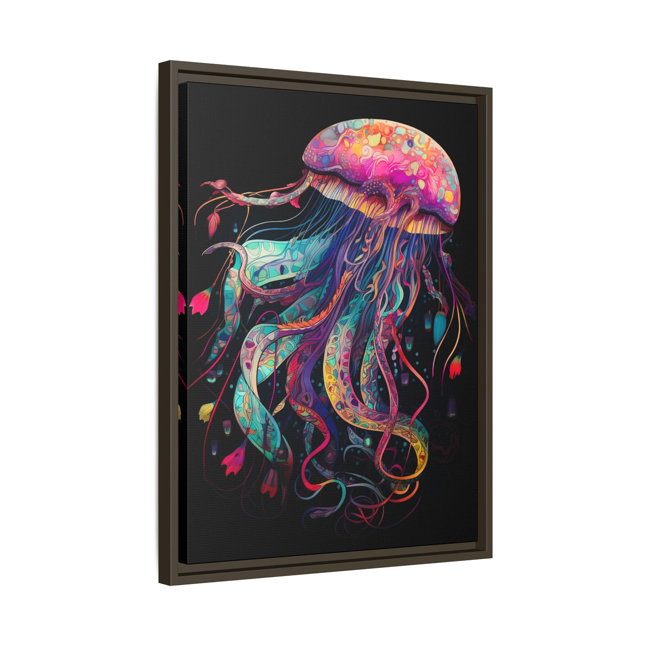 Celestial Drifter Jellyfish Canvas Wall Art with Frame