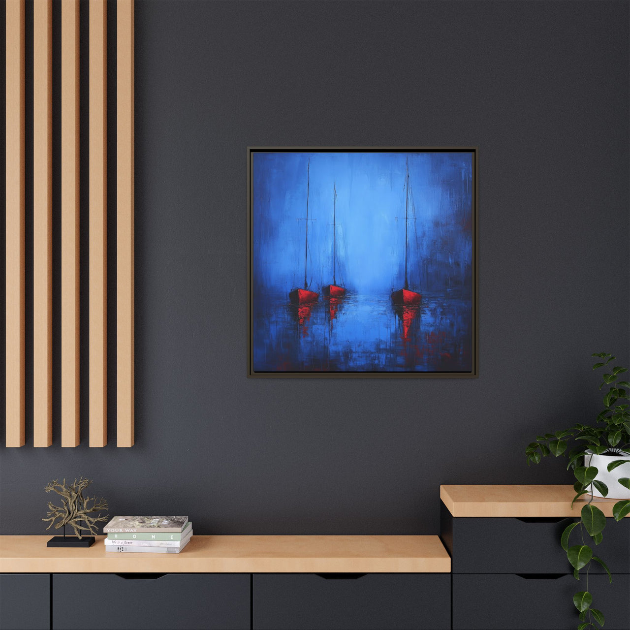 Nocturne at Sea Matte Canvas Wall Art with Frame