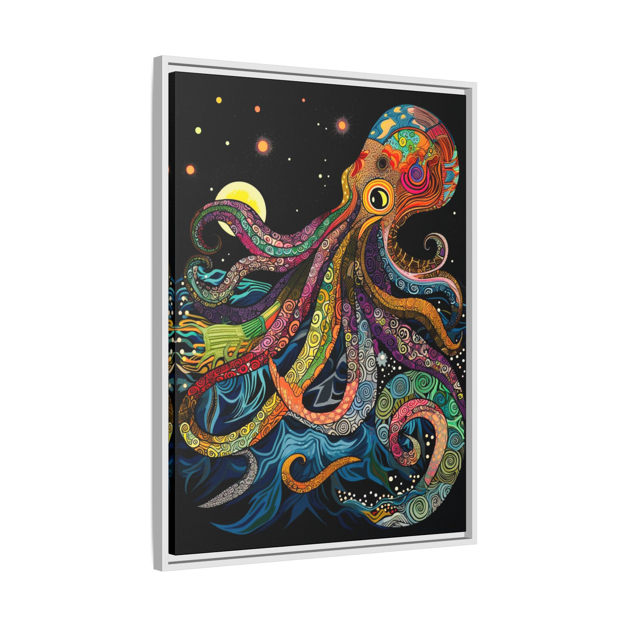 Midnight Depths Octopus Canvas Wall Art with Frame