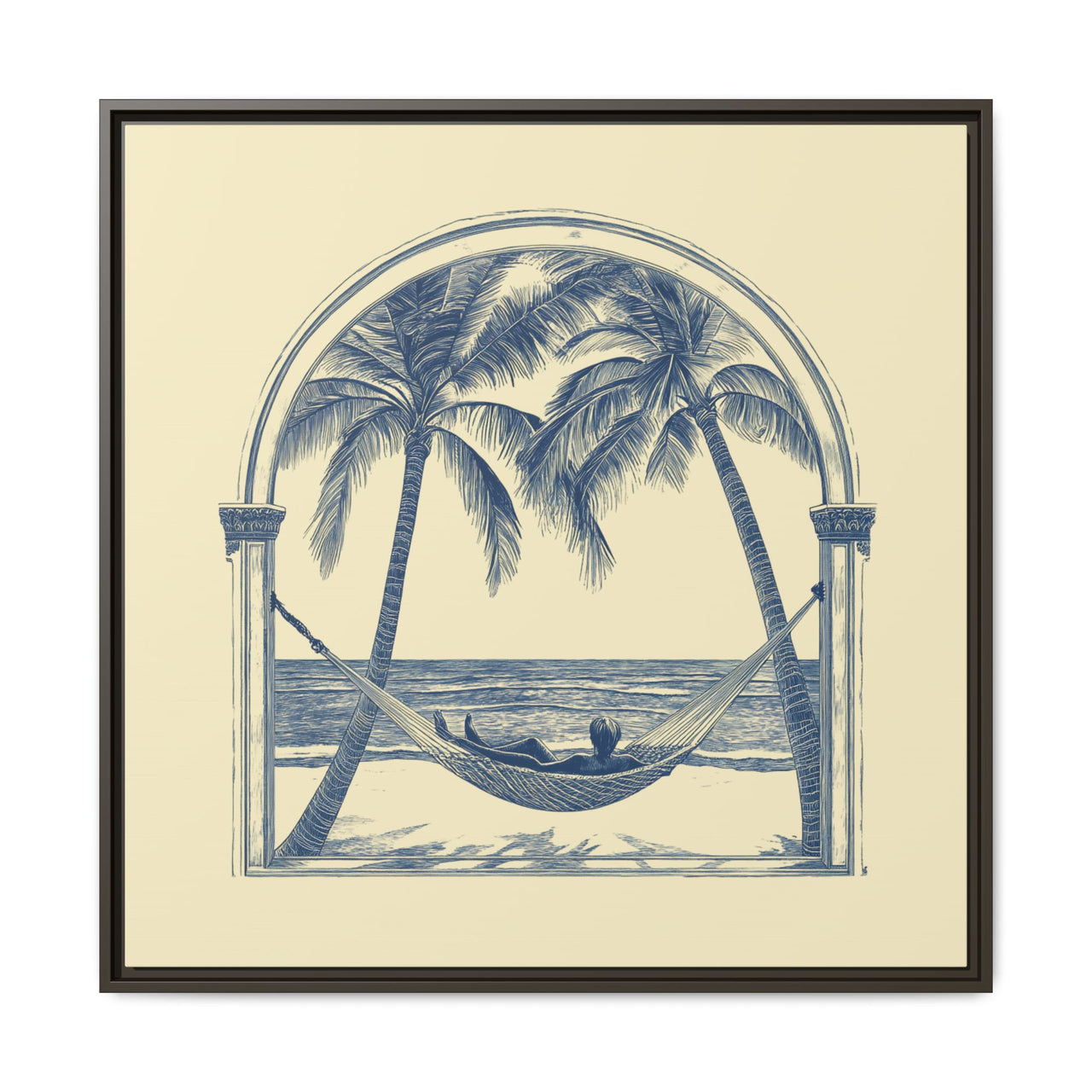 Palm Retreat Hammock Canvas Wall Art with Frame