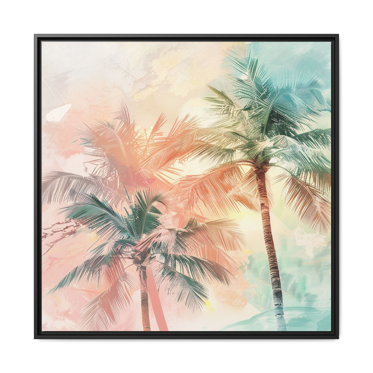 Palm Glow Canvas Wall Art with Frame