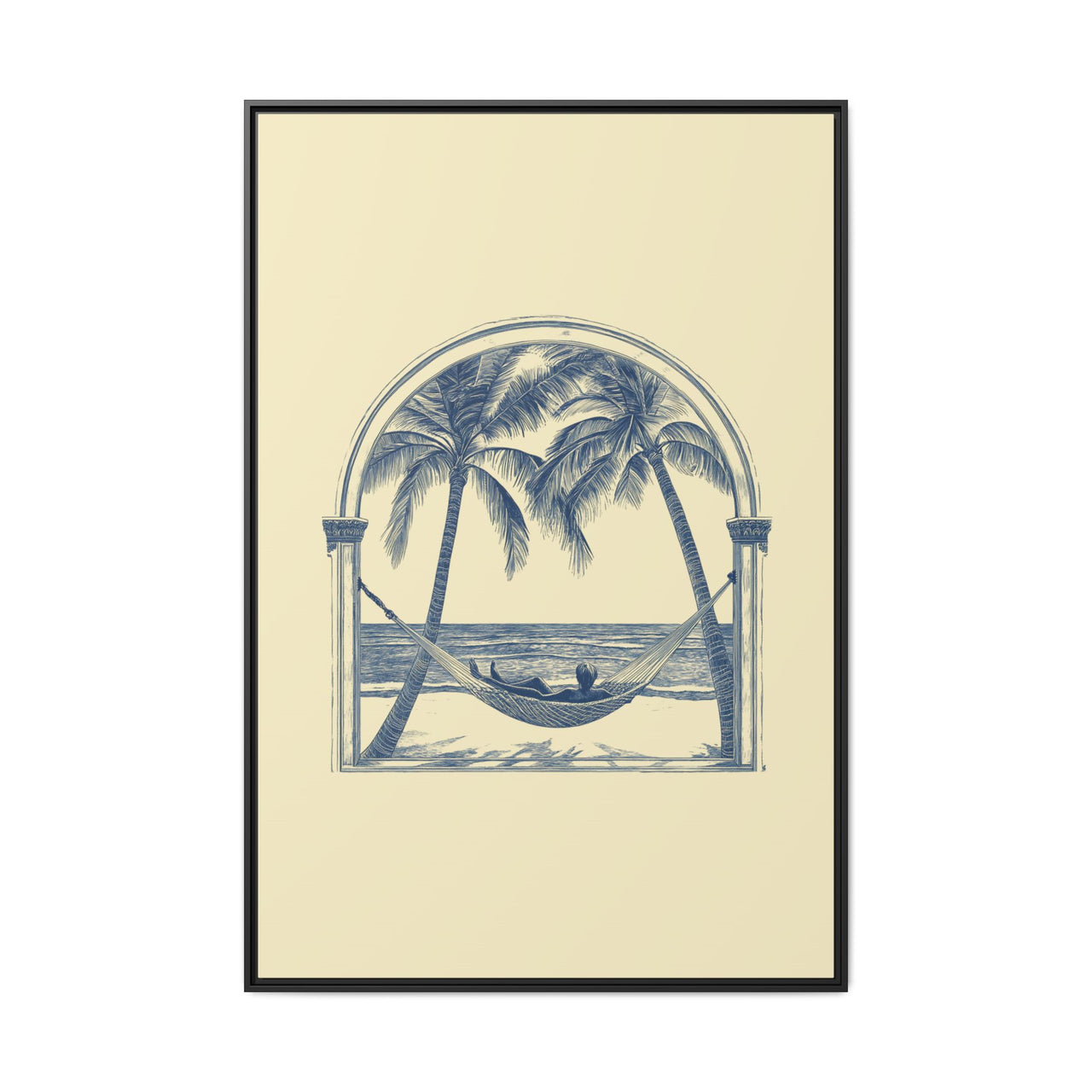 Palm Retreat Hammock Canvas Wall Art with Frame