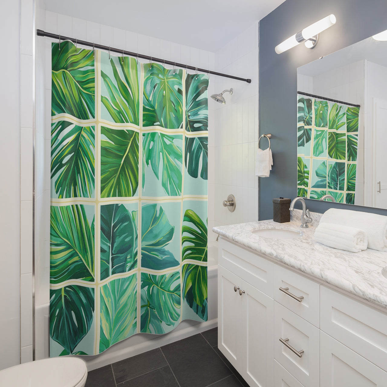 Palm Breeze Tropical Shower Curtain