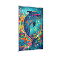 Thumbnail for Ocean Bloom Dolphin Canvas Wall Art with Frame